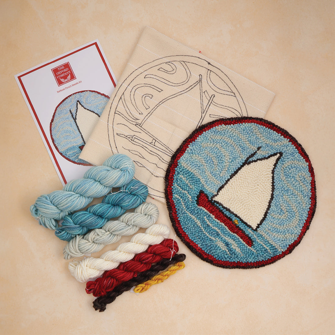 the-oxford-company-sailboat-kit-punch-needle-galette-33-cm-laine image 2