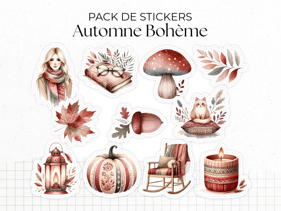 adylshop-automne-boh-me-pack-stickers-citrouille-cozy-11-pcs image 1