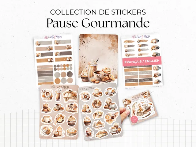 adylshop-sets-mensuels-pause-gourmande-stickers-caf-collection-fran-ais image 1