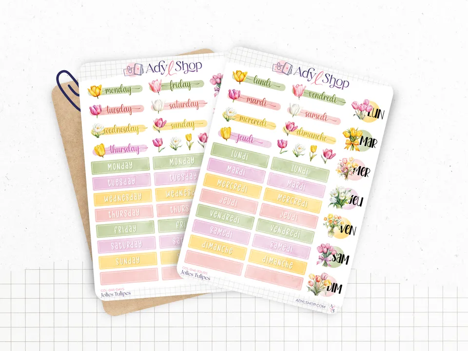 adylshop-jolies-tulipes-planche-stickers-bullet-journal-printemps image 1