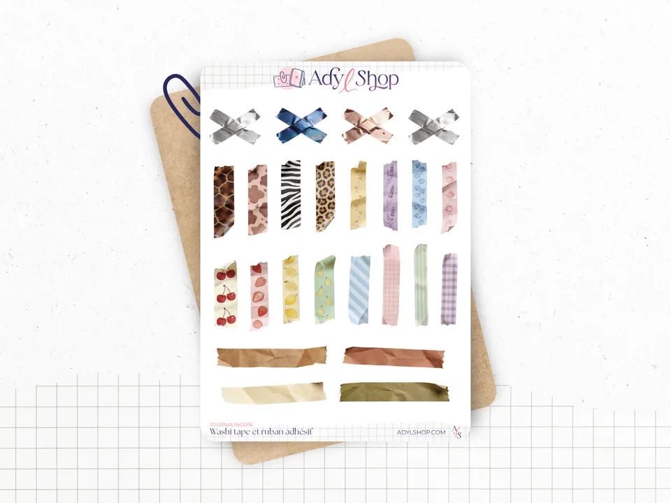 adylshop-washi-tape-et-ruban-adh-sif-planche-stickers-blanc-mat image 1