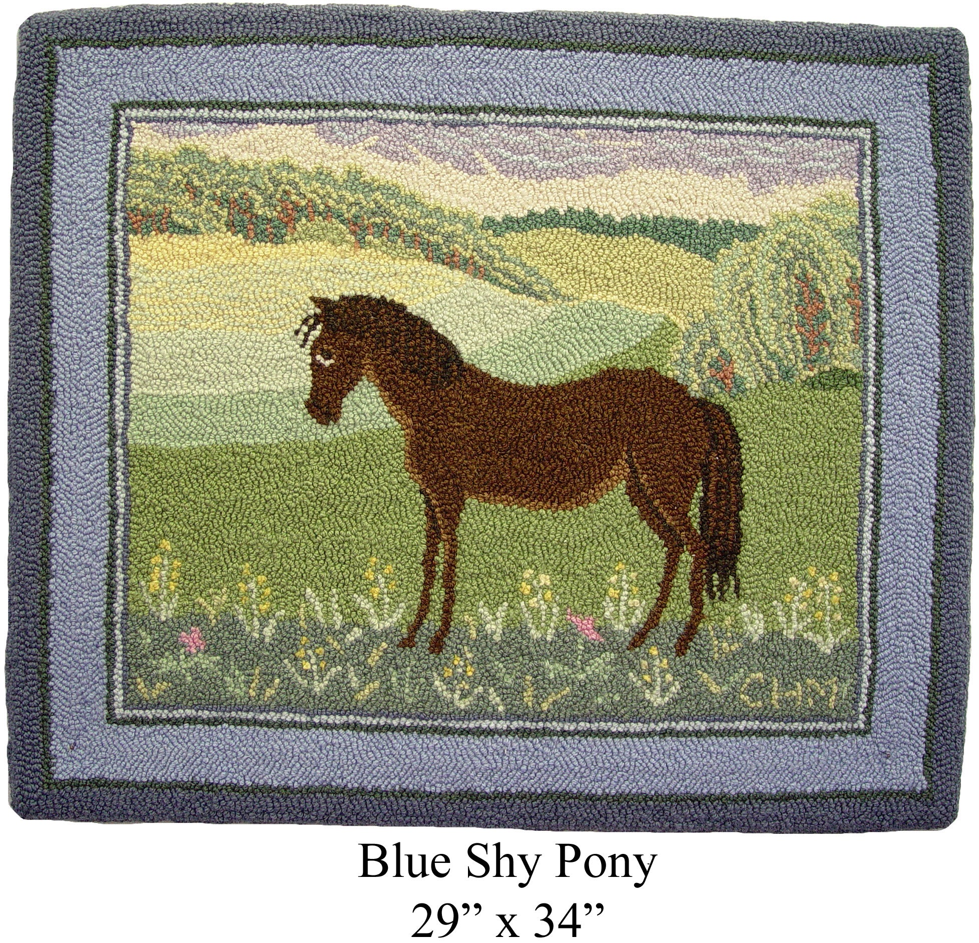 mcadoo-blue-shy-pony-patron-punch-needle-73x86-cm image 1