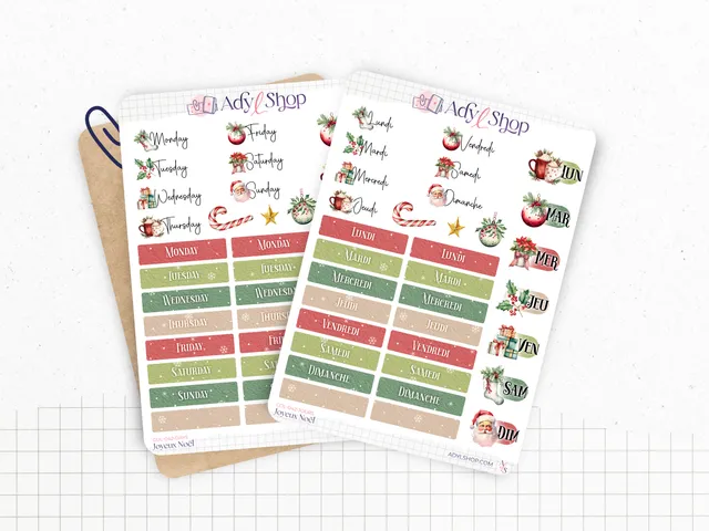 adylshop-joyeux-no-l-planche-stickers-jours-semaine-fran-ais image 1
