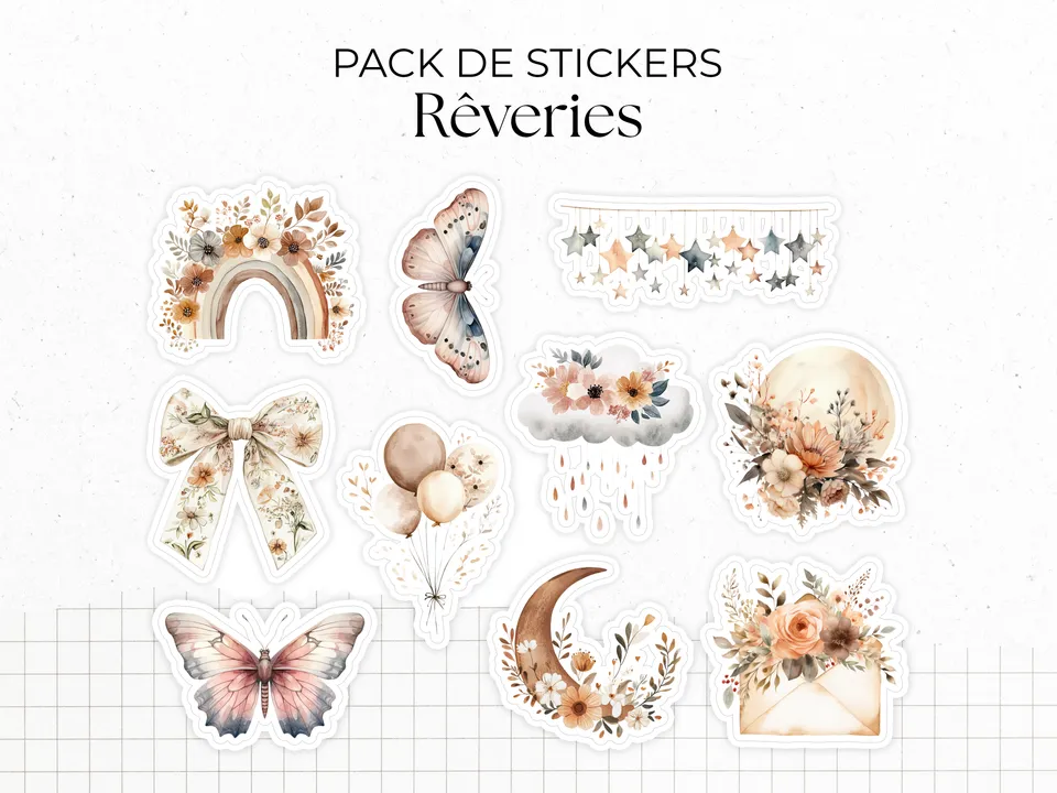 adylshop-r-veries-stickers-boh-me-pack-10-pastel image 1