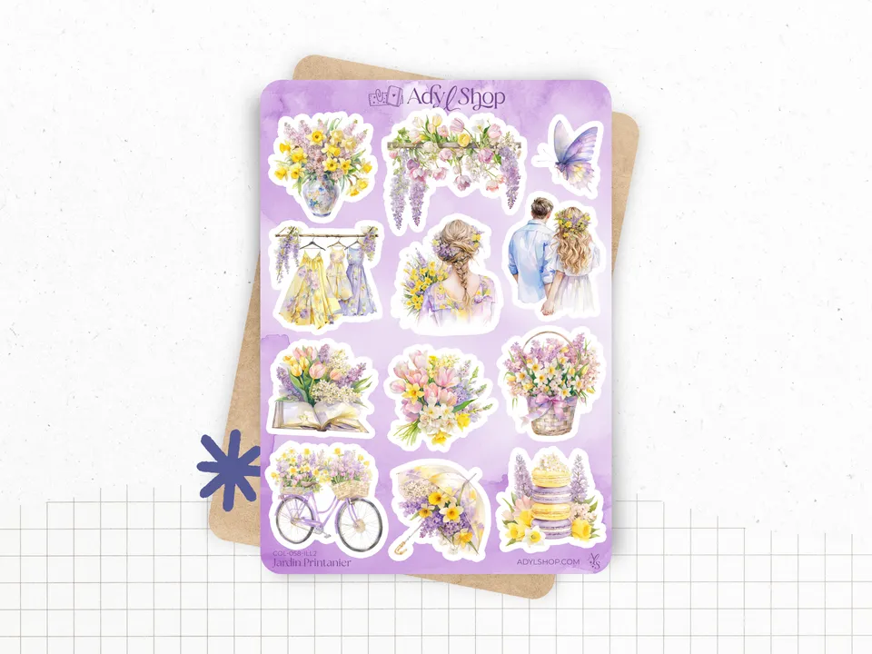 adylshop-jardin-printanier-stickers-planche-illustrations-1-fleurs image 1
