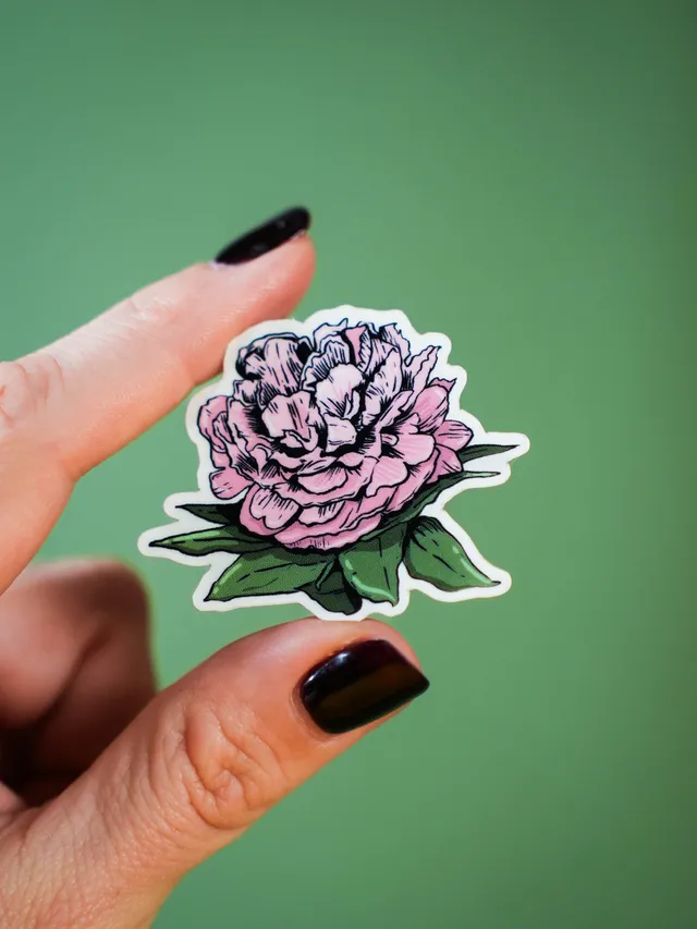 bonjour-club-stickers-pivoine-sticker-fleur-dessin-main image 1