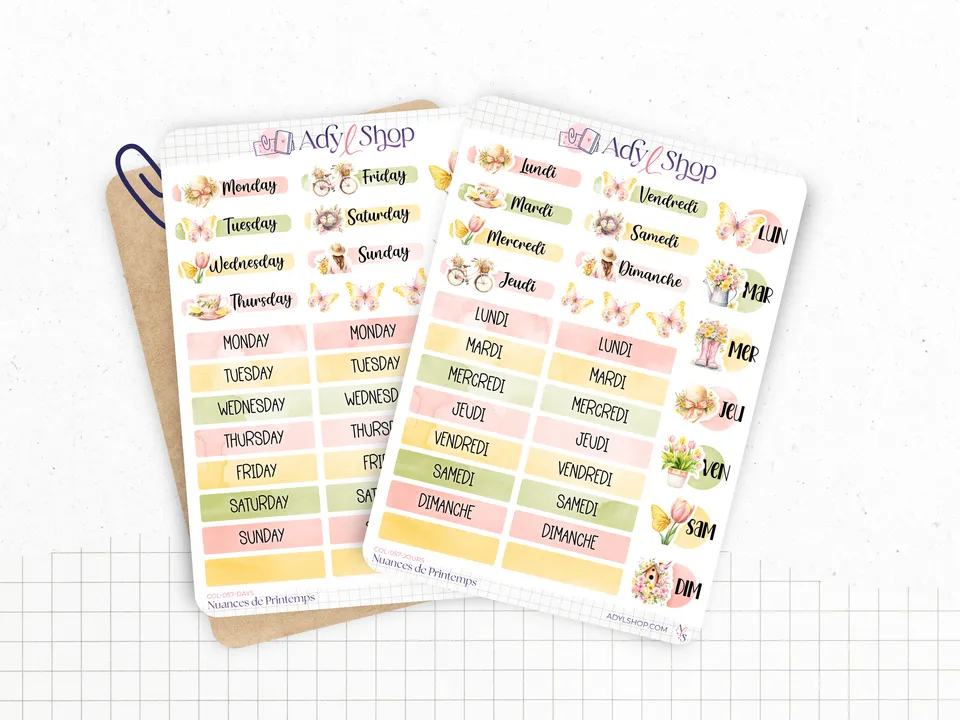 adylshop-nuances-de-printemps-planche-stickers-semaine-fran-ais image 1