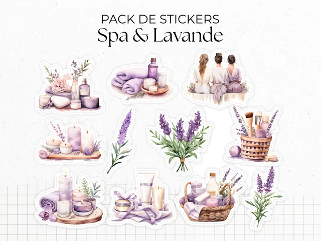 adylshop-spa-lavande-pack-11-stickers-bien-tre-die-cut image 1
