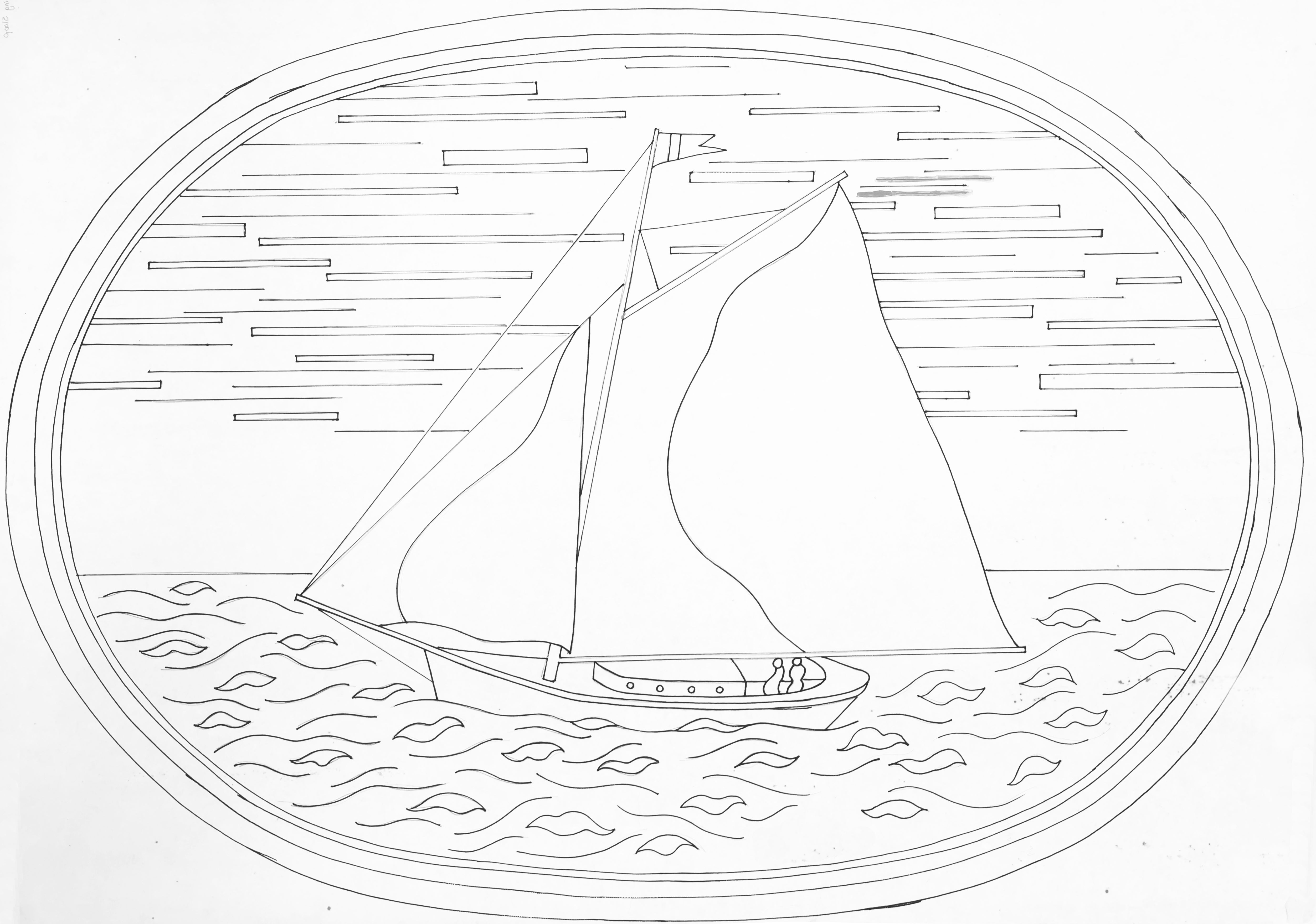 oxford-punch-needle-patterns-oval-sailing-sloop-patron-71x99cm image 2