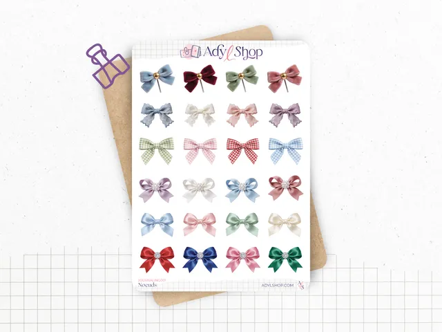 adylshop-stickers-d-coratifs-noeuds-stickers-journal-blanc-mat-24-pcs image 1