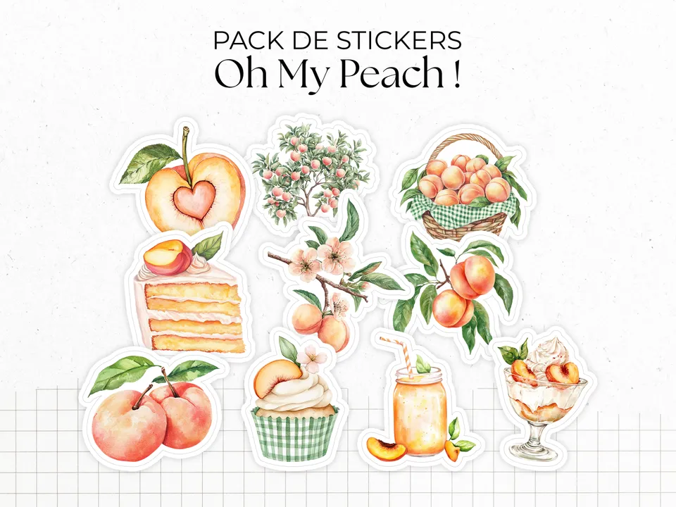 adylshop-oh-my-peach-pack-10-stickers-fruits-t-die-cut image 1