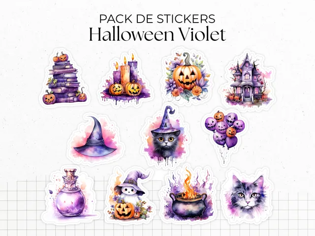 adylshop-stickers-d-coratifs-halloween-violet-pack-11-autocollants-magie image 1