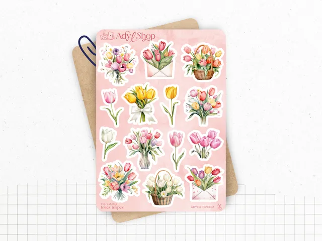 adylshop-jolies-tulipes-stickers-planche-illustrations-2-printemps image 1
