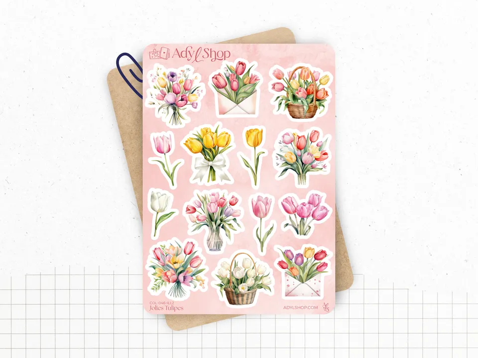 adylshop-jolies-tulipes-stickers-planche-illustrations-2-printemps image 1