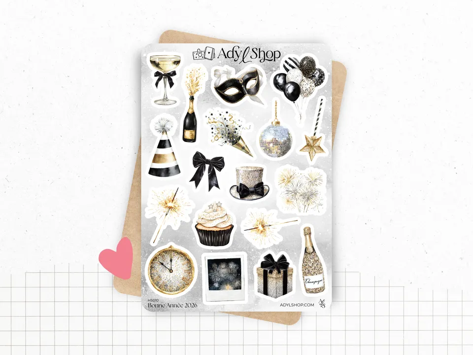 adylshop-bonne-ann-e-2026-planche-stickers-nouvel-an-18-motifs image 1