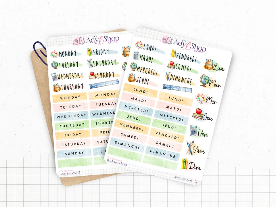 adylshop-stickers-d-coratifs-back-to-school-planche-jours-fran-ais image 1