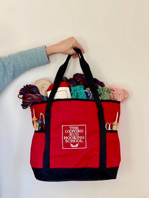 oxford-supplies-tote-bag-toile-zipp-rouge-et-bleu-marine image 1