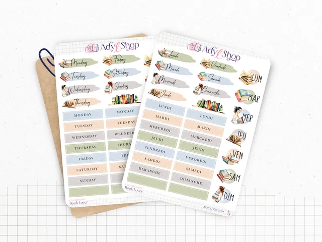 adylshop-book-lover-stickers-planche-jours-semaine-fran-ais-lecture image 1