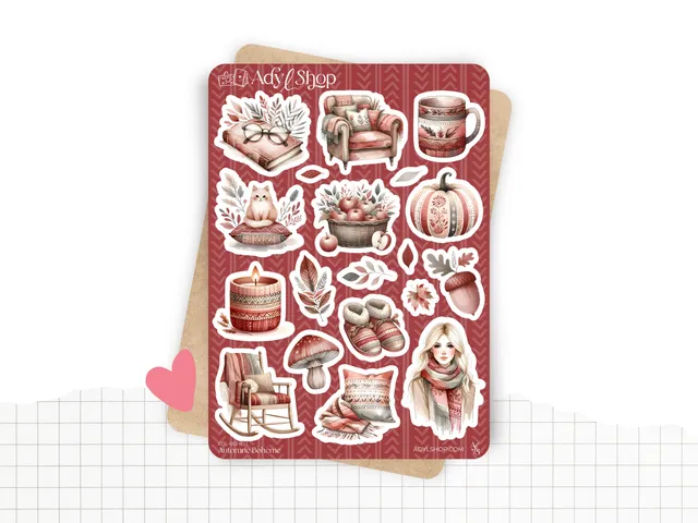 adylshop-automne-boh-me-stickers-bullet-journal-planche-1-cozy image 1