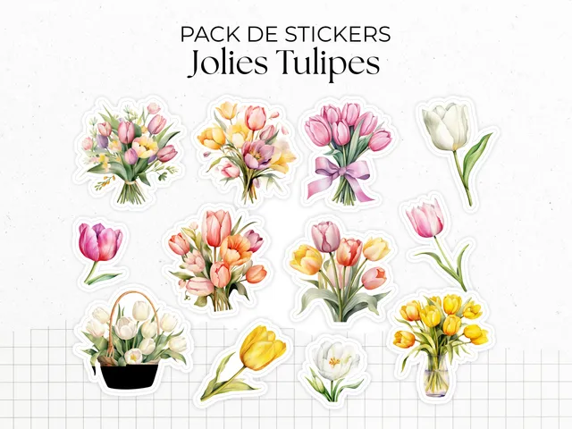 adylshop-jolies-tulipes-pack-12-stickers-fleurs-printemps image 1