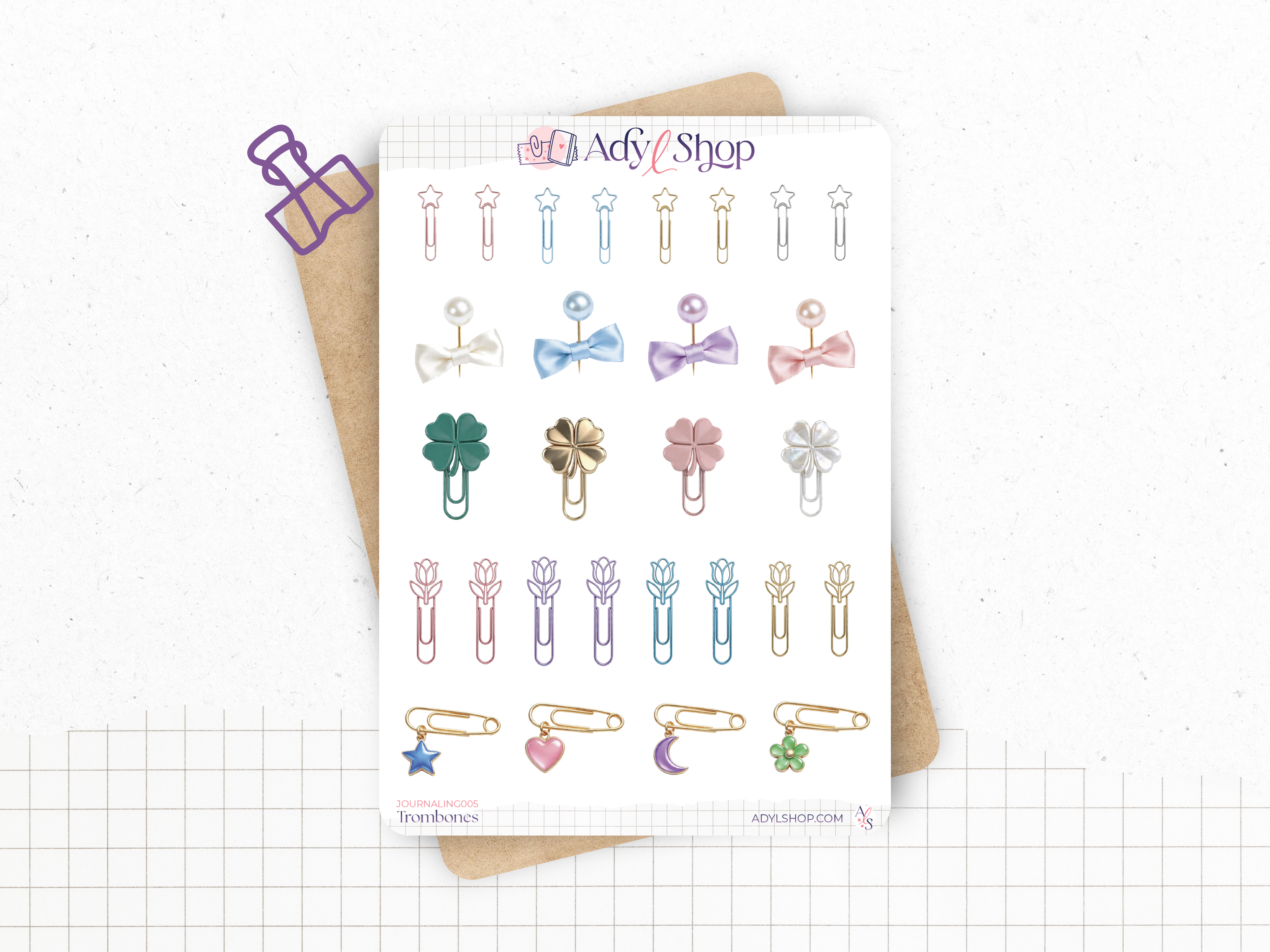 adylshop-stickers-d-coratifs-trombones-stickers-blanc-mat image 1