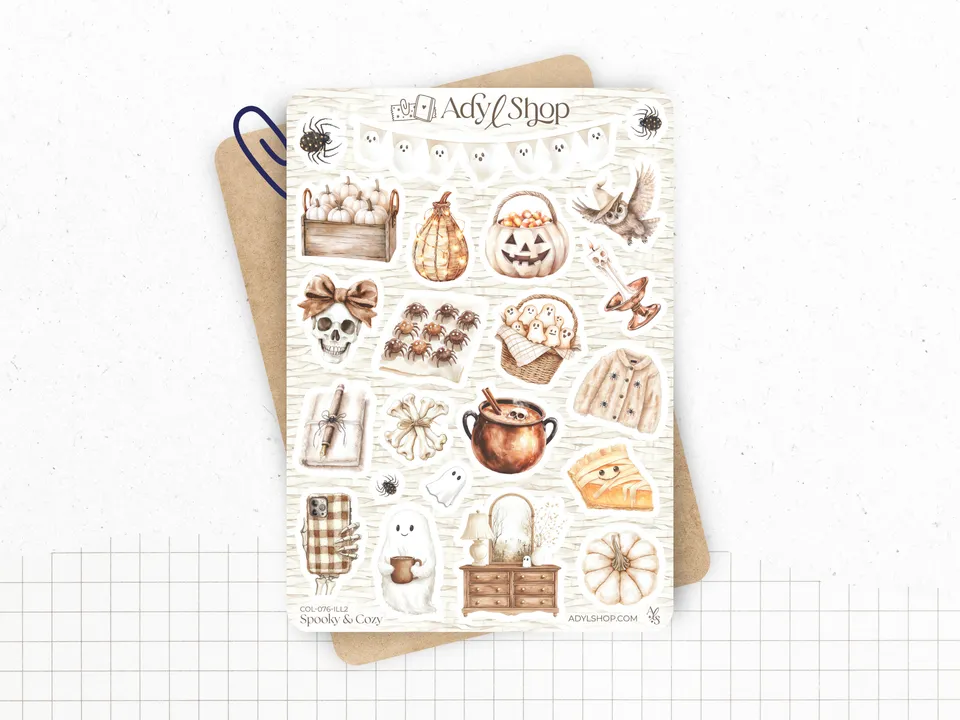 adylshop-spooky-cozy-planche-stickers-illustrations-halloween image 1