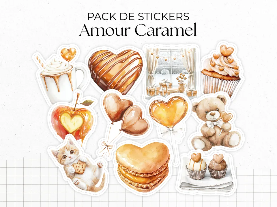 adylshop-amour-caramel-stickers-pack-11-die-cut image 1