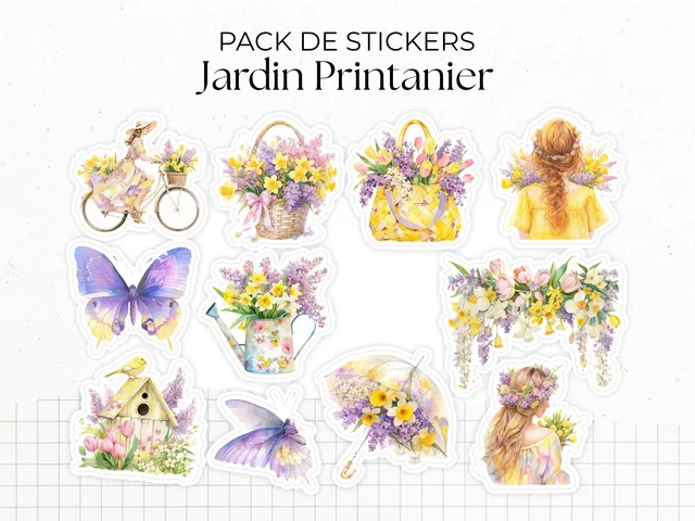 adylshop-jardin-printanier-stickers-pack-11-die-cut-fleurs image 1