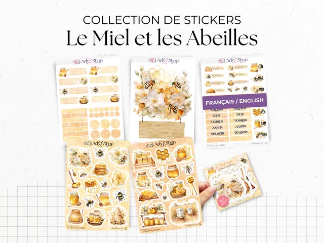 adylshop-le-miel-et-les-abeilles-set-stickers-complet-dor image 1