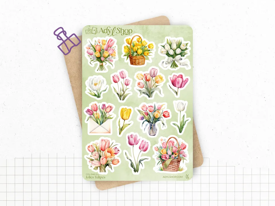 adylshop-jolies-tulipes-planche-stickers-illustrations-1-printemps image 1