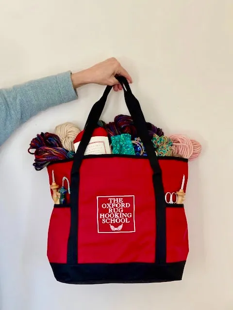 oxford-supplies-tote-bag-toile-zipp-rouge-et-bleu-marine image 1