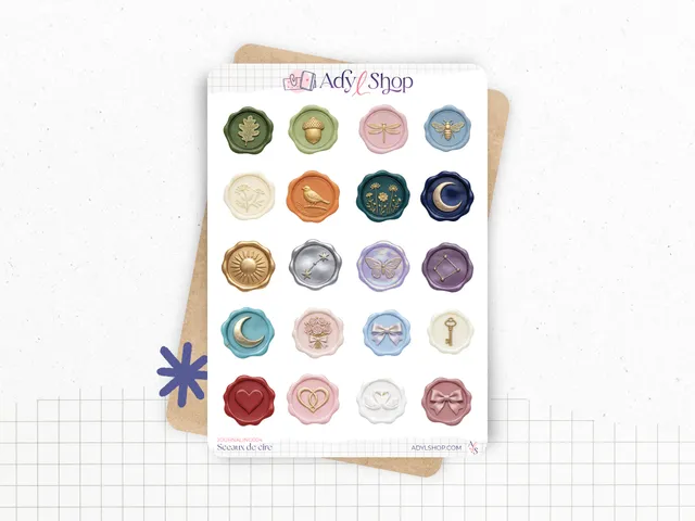 adylshop-sceaux-de-cire-stickers-journaling-blanc-mat-20-pi-ces image 1