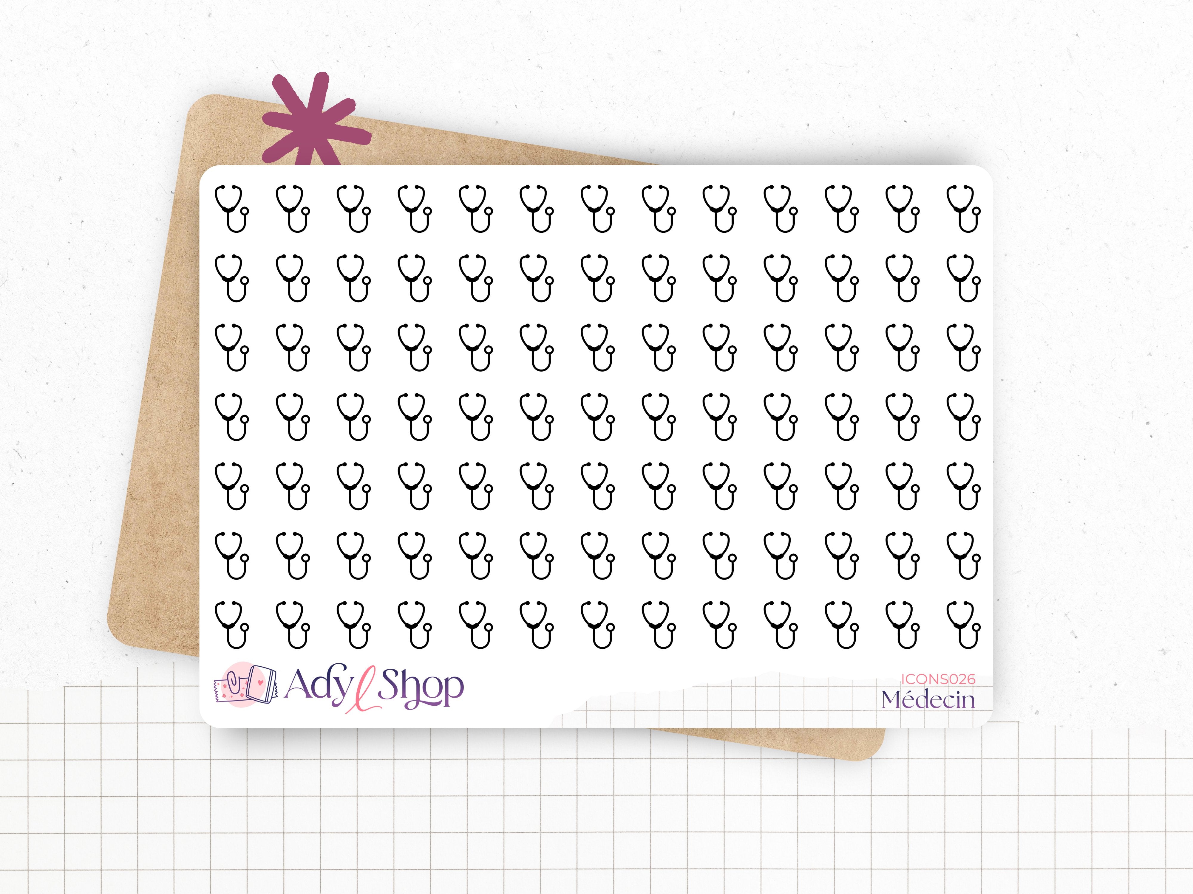 adylshop-mini-ic-nes-m-decin-planche-91-stickers-st-thoscope image 1