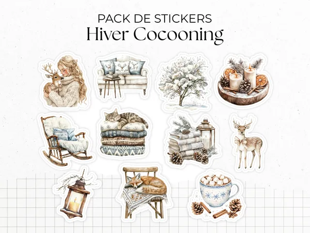 adylshop-stickers-d-coratifs-hiver-cocooning-pack-11-stickers image 1