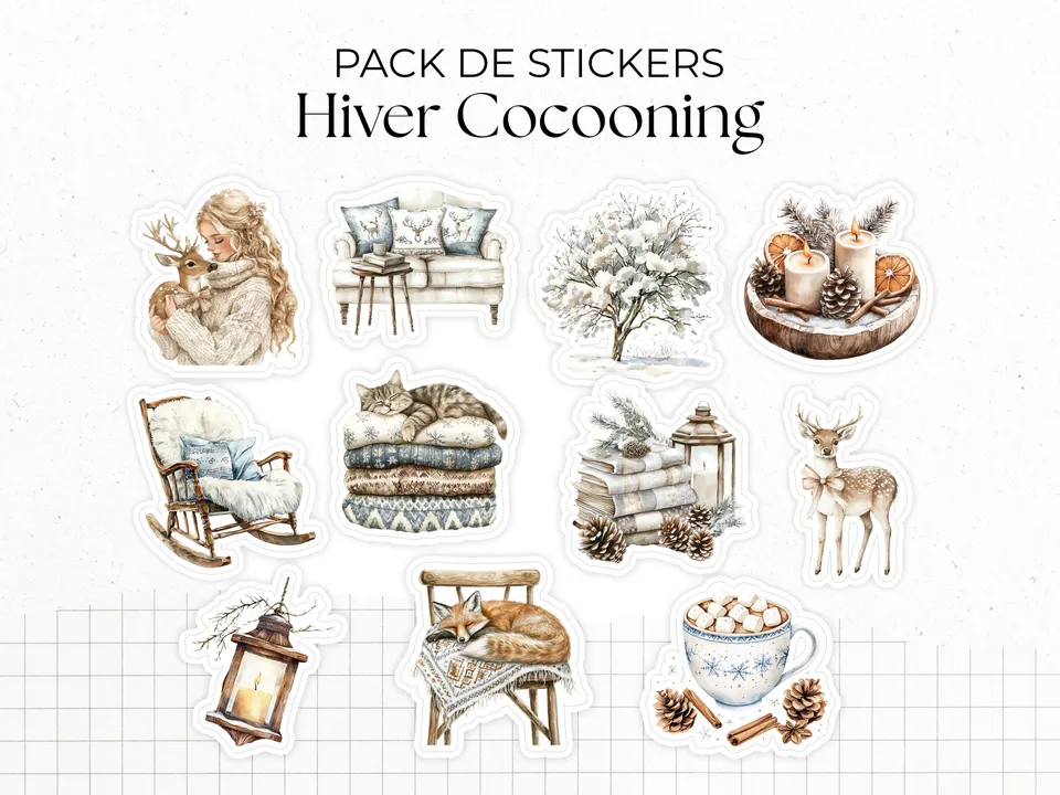 adylshop-stickers-d-coratifs-hiver-cocooning-pack-11-stickers image 1