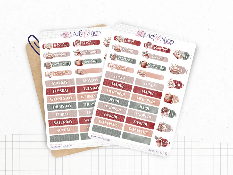 adylshop-automne-boh-me-stickers-jours-semaine-fran-ais image 1