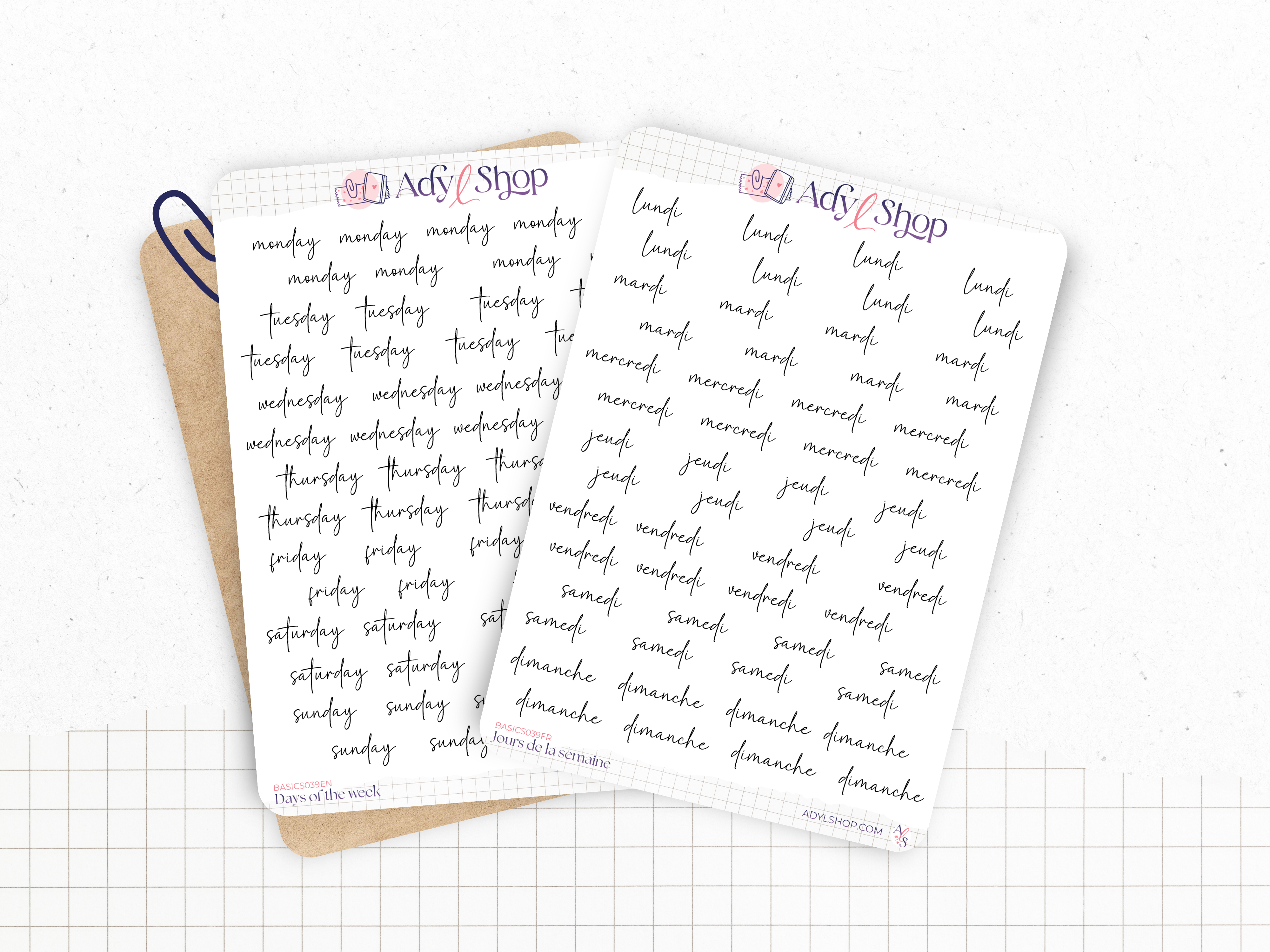 adylshop-jours-de-la-semaine-planche-stickers-fran-ais-blanc-mat image 1