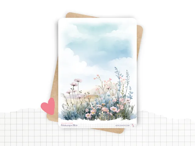 adylshop-printemps-bleu-stickers-page-de-couverture-fleurs-bleues image 1