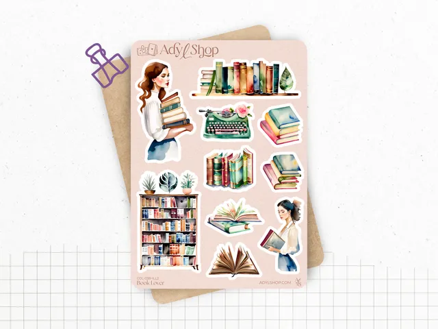 adylshop-stickers-d-coratifs-book-lover-planche-autocollants-lecture image 1