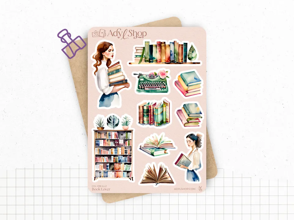 adylshop-stickers-d-coratifs-book-lover-planche-autocollants-lecture image 1