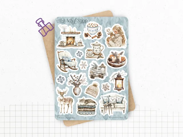 adylshop-hiver-cocooning-planche-stickers-illustrations-1-bleu image 1