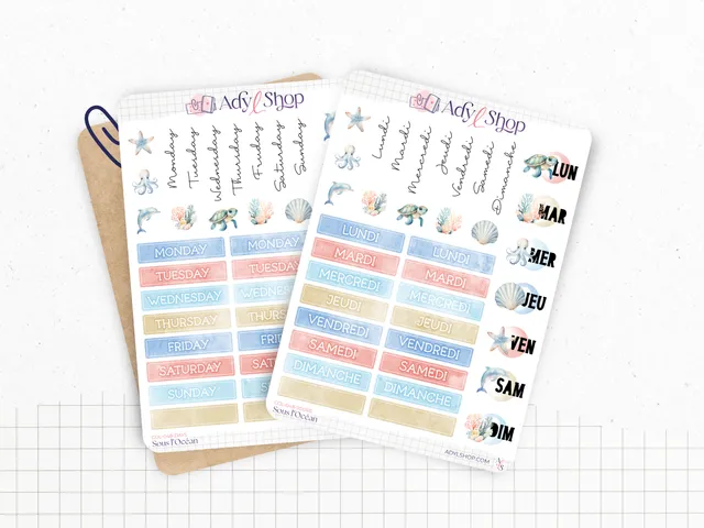 adylshop-sous-l-oc-an-planche-stickers-jours-semaine-fran-ais image 1