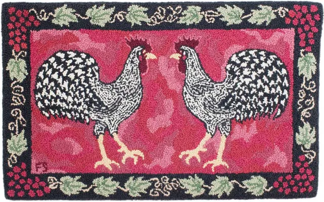oxford-double-dominique-roosters-patron-coqs-63x101cm image 1