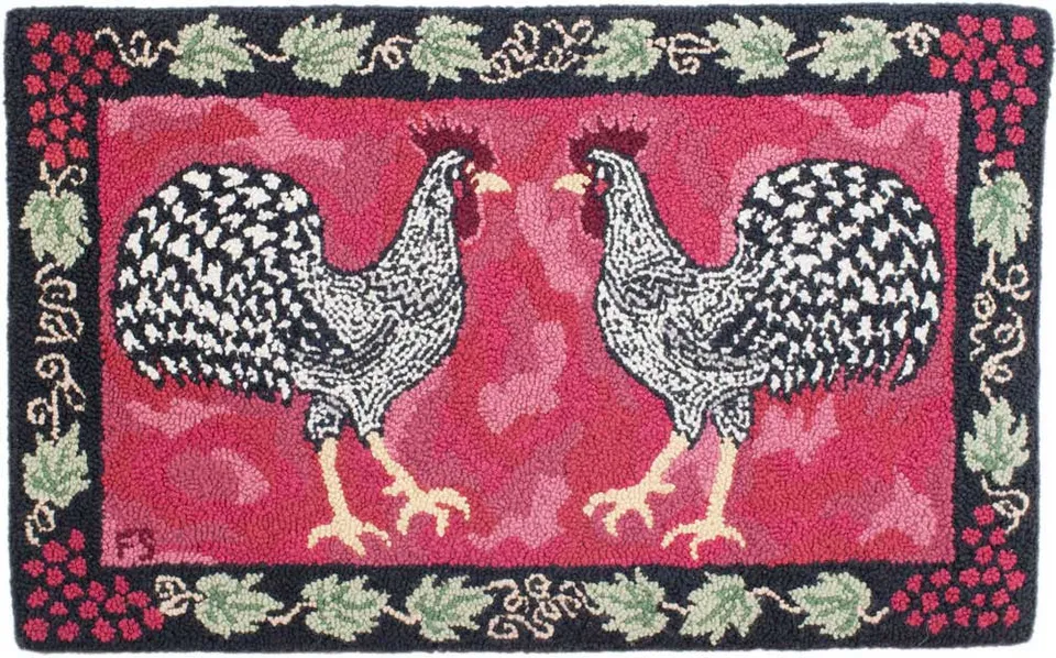 oxford-double-dominique-roosters-patron-coqs-63x101cm image 1