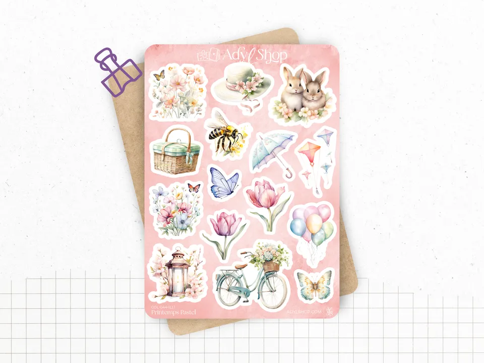 adylshop-printemps-pastel-planche-stickers-fleurs-pastel image 1