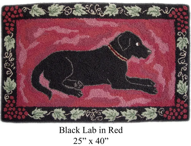 oxford-punch-needle-patterns-black-lab-in-red-patron-chien-63-5x101-6cm image 1