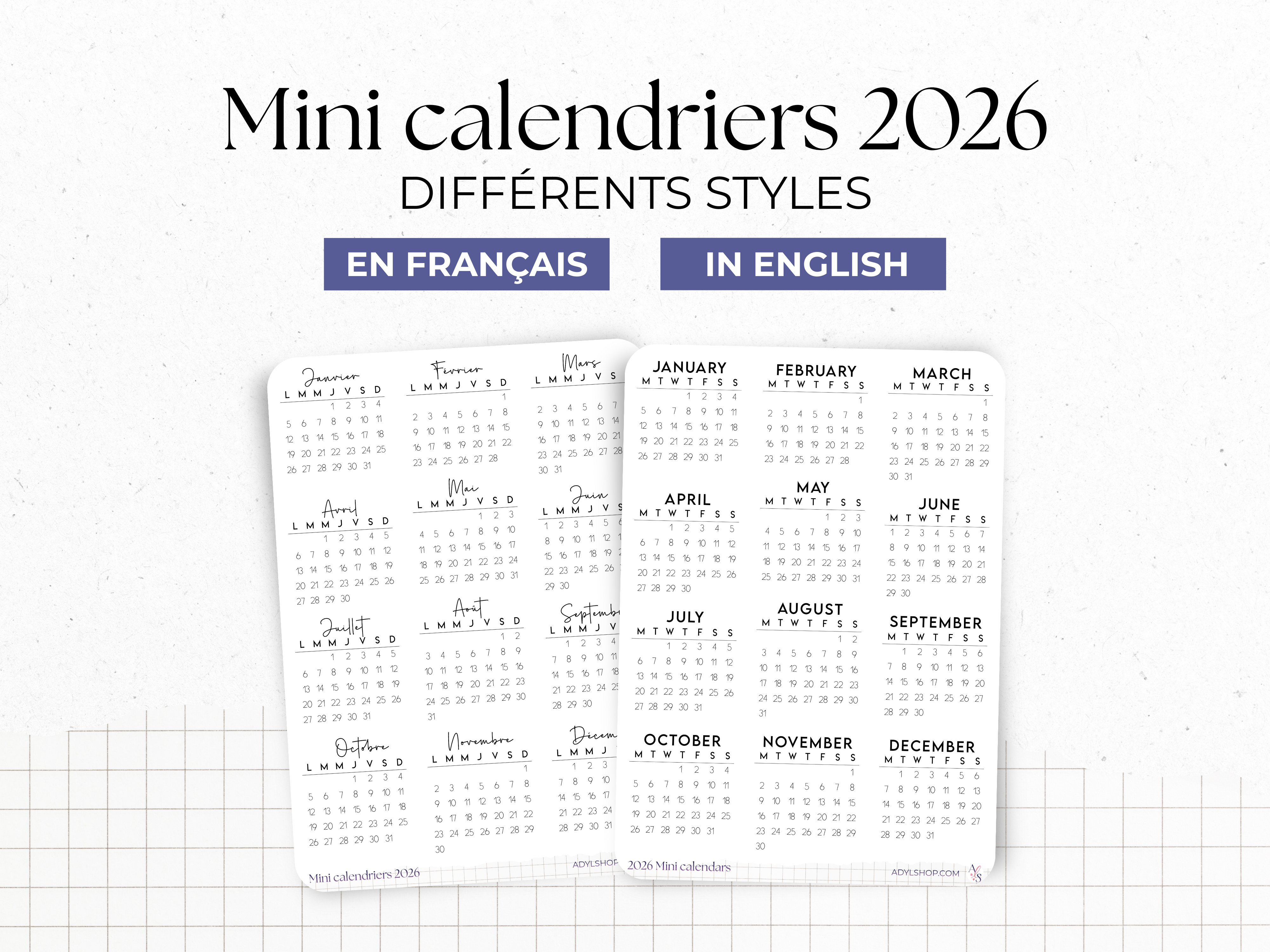 adylshop-stickers-fonctionnels-mini-calendriers-2026-fran-ais-blanc image 1