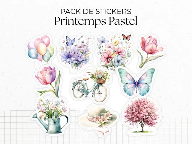 adylshop-monthly-collection-printemps-pastel-stickers-pack-10-fleurs image 1