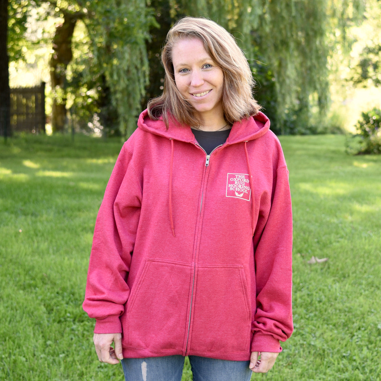 the-oxford-supplies-sweat-zipp-capuche-rouge-chin-taille-m image 2