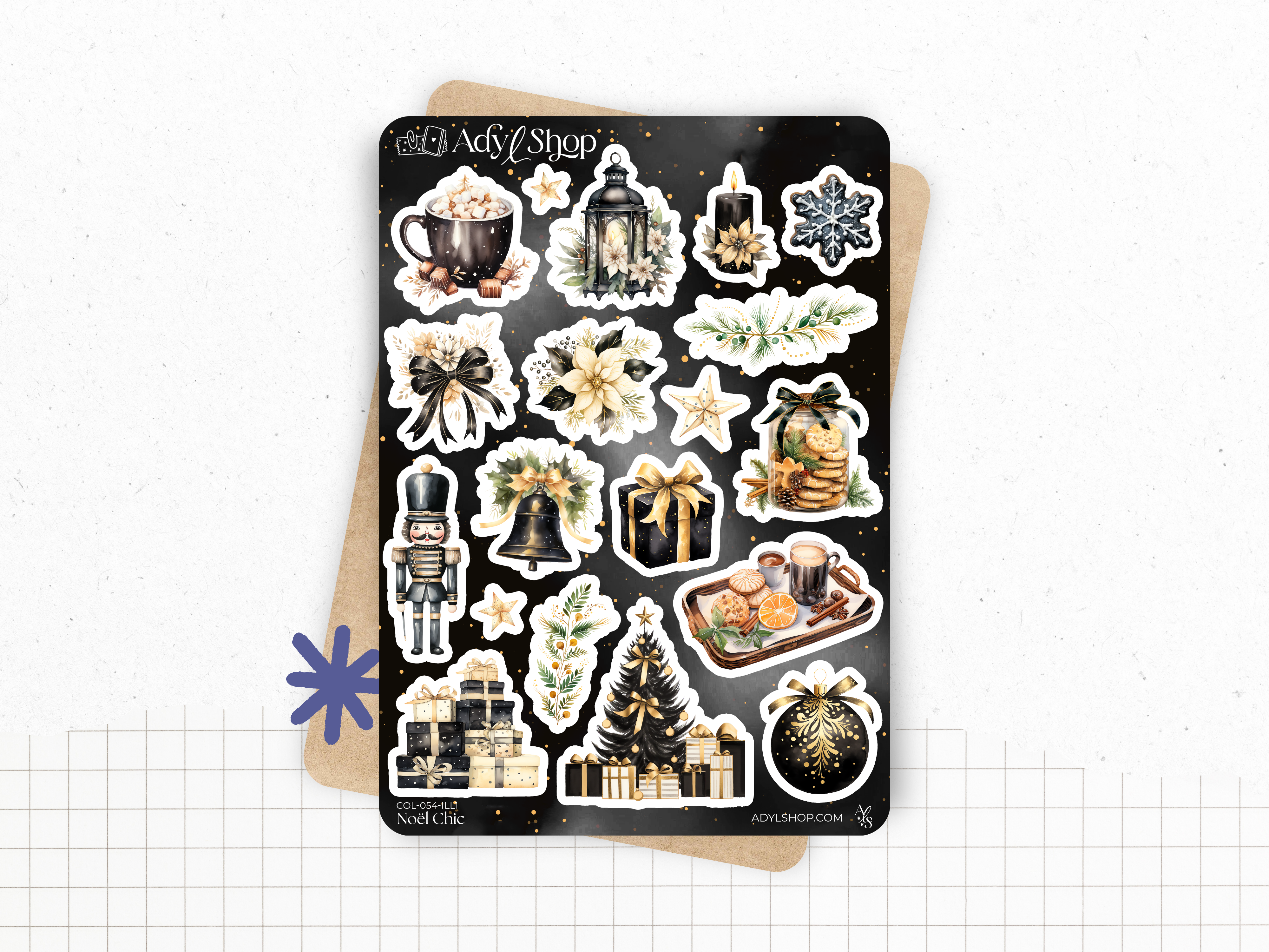 adylshop-no-l-chic-planche-stickers-illustrations-1-noir-or image 2